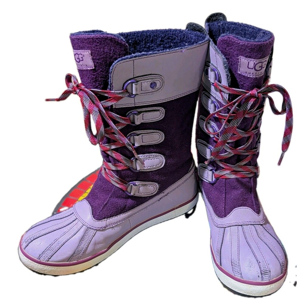 UGG Australia Adirondack II Waterproof Winter Boots Purple Leather Suede Size 6